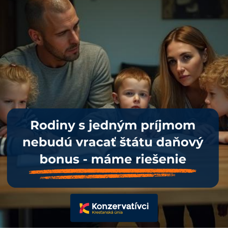 Rodiny s príjmom od jedného rodiča nebudú musieť vracať štátu peniaze za daňový bonus